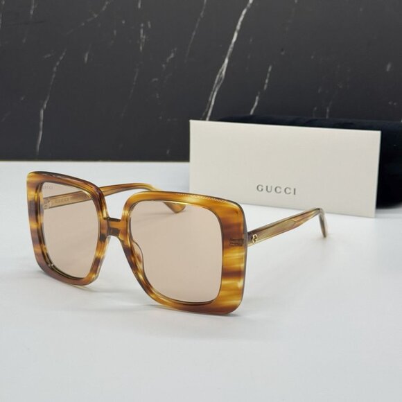 NEW GG1314S 003 GUCCI HAVANA SQUARE WOMEN GUCCI SUNGLASSES - Picture 1 of 13